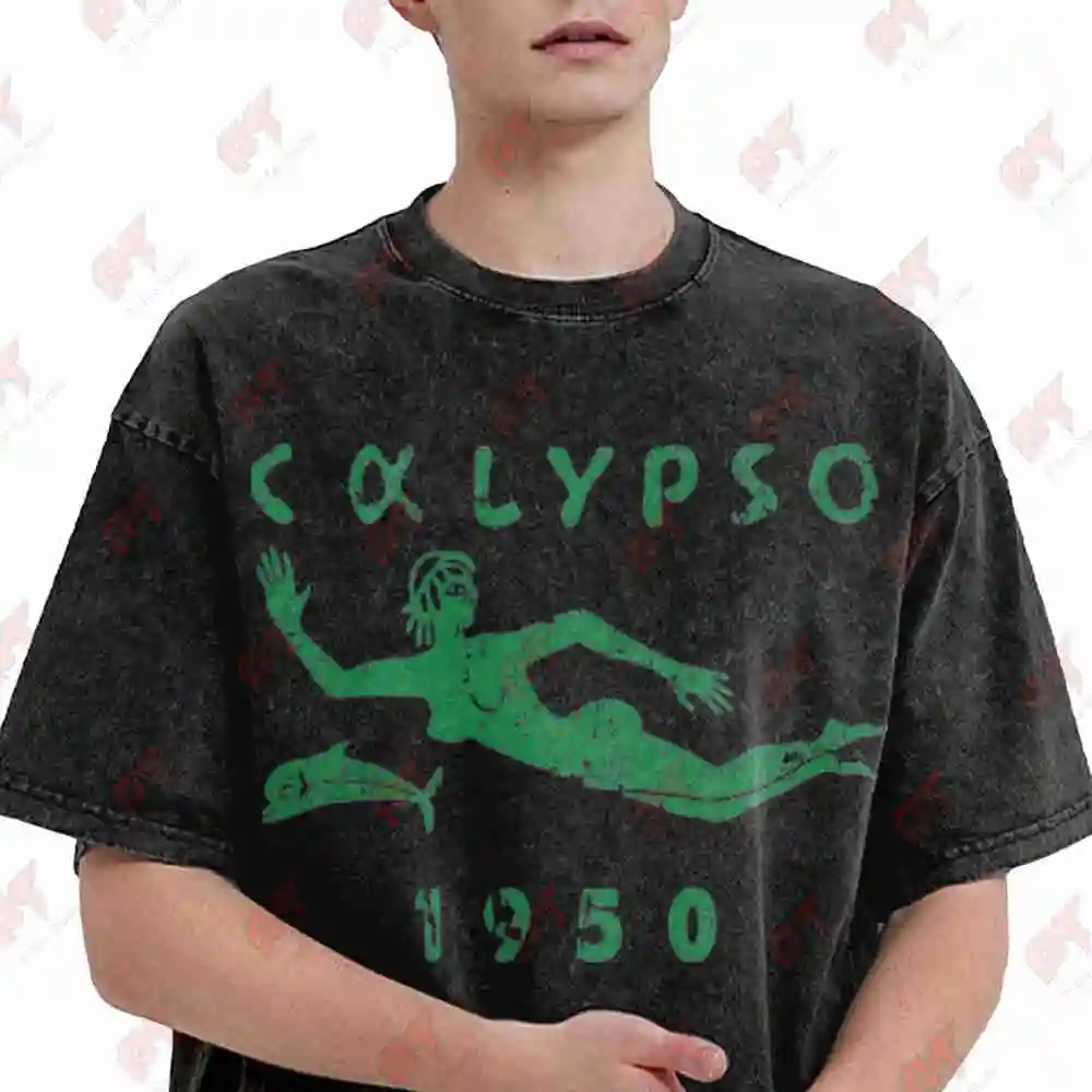 RV Calypso 1950 Jacques Yves Cousteau Vintage Washed Tee Pure Cotton T-Shirt