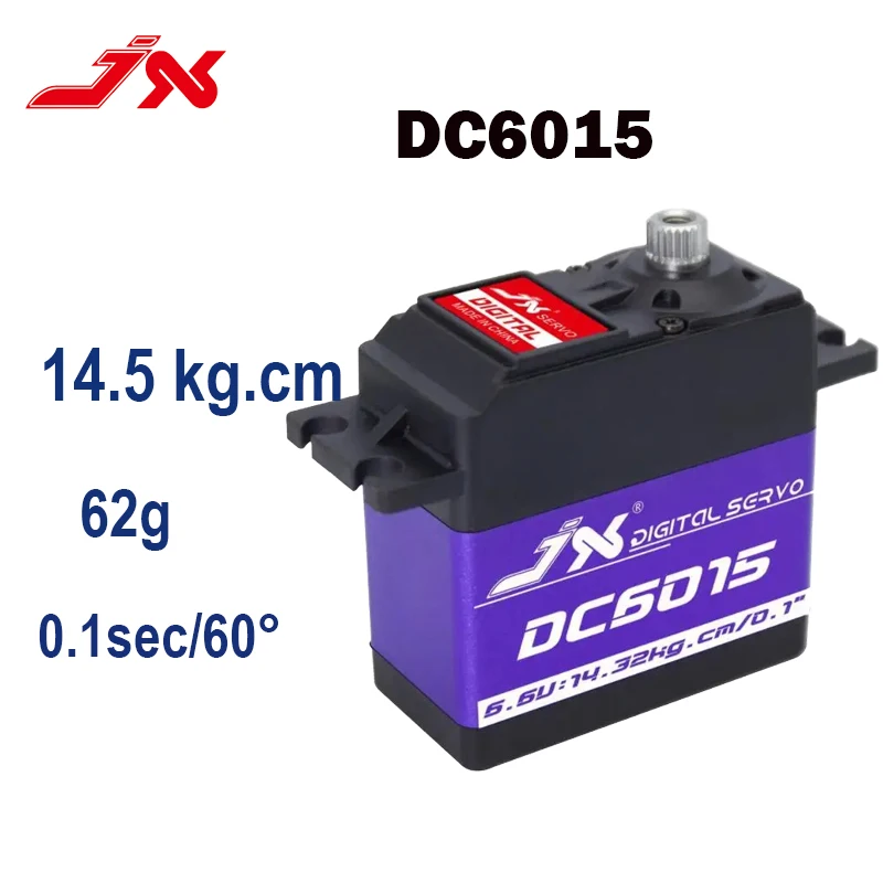 Jx Rc Servo Dc6015 4.8-6.6V Metalen Versnelling 0.1 Sec 15Kg Groot Koppel Digitale Servo Voor Rc Auto Robot Vliegtuig Vliegtuig Accessoires