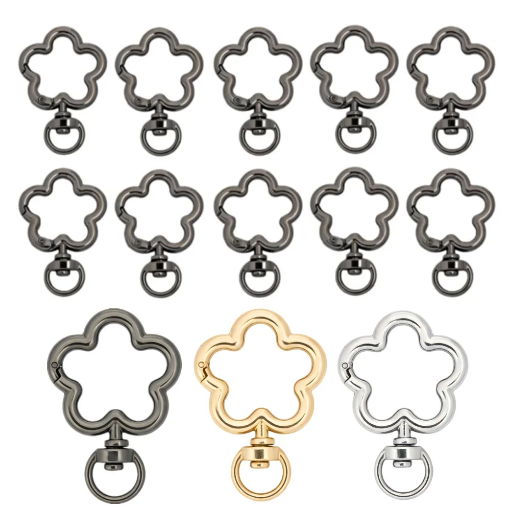 5-20 pcs Flower Metal Lobster Claw Clasps Swivel Lanyards Trigger Snap Hooks Strap Connector for Bag Key Chains Rings Making
