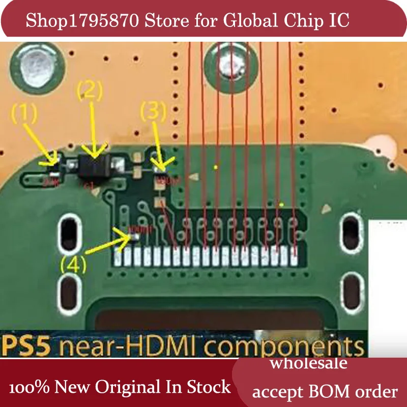 10sets=40PCS For PS5 PlayStation 5 Near-HDMI Port Connector Components Parts Diode Resistor Caps Capacitor