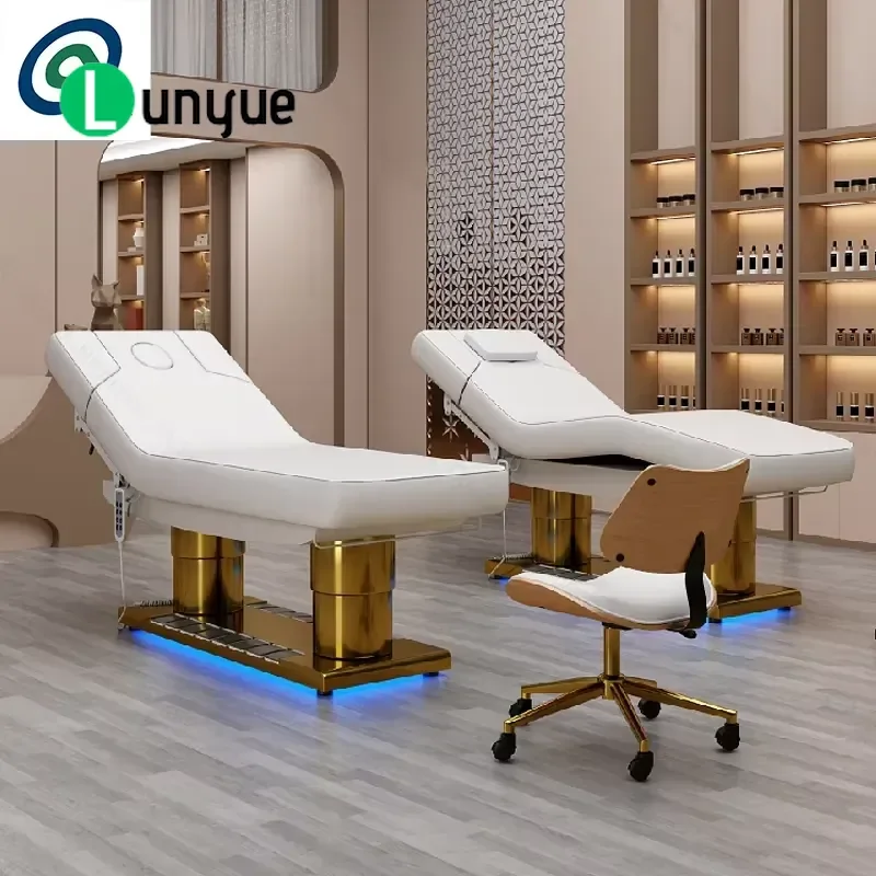 Electric Massage Bed for Beauty Facial Hair Removal Eyelash Extension Spa Treatment Adjustable Portable Professional
