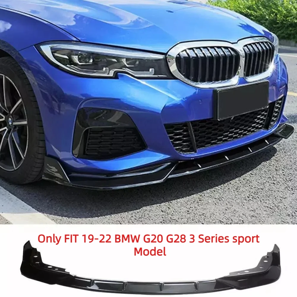 

Fits 19-22 BMW G20 3 Series 330i M Sport M340i Front Bumper Lip Gloss Black-3PC