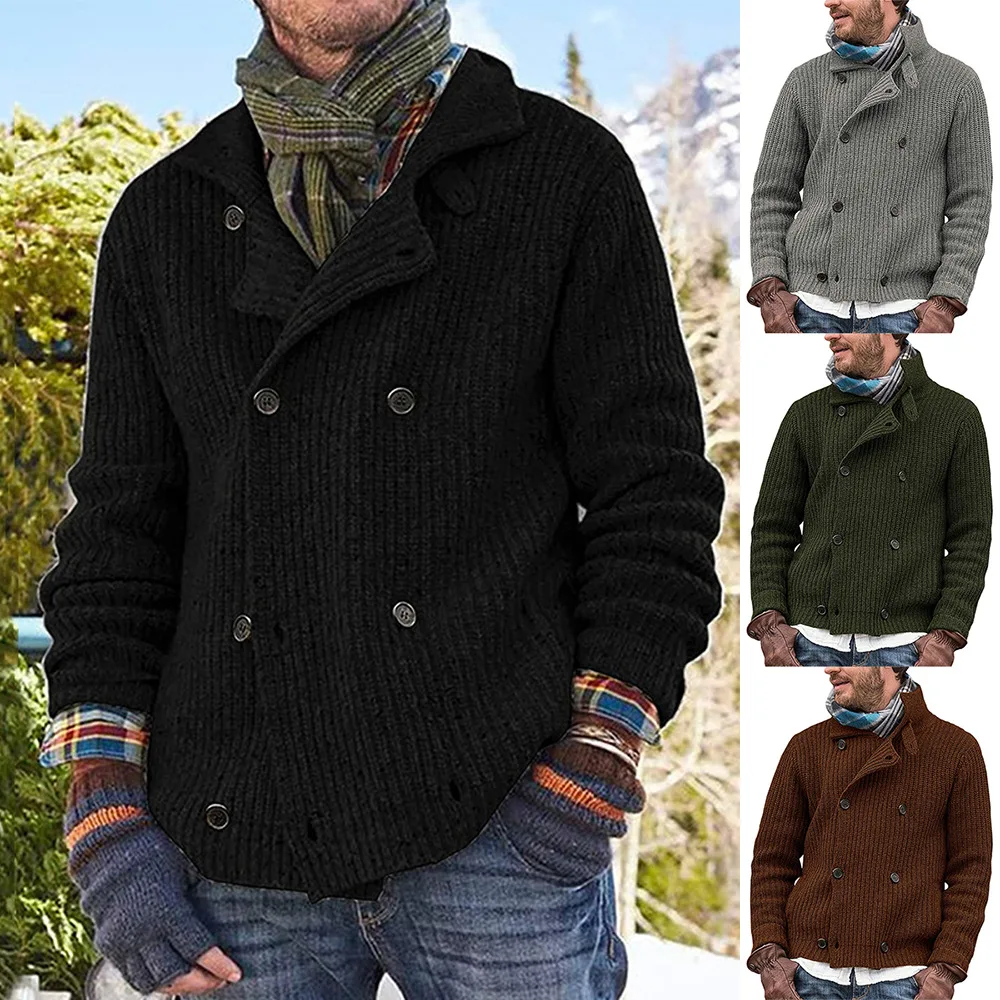 New Sweater Men's Solid Color Button-knitted Jacket Men's Clothing