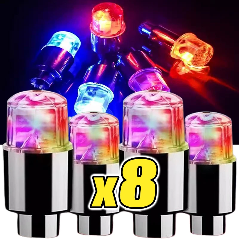 8/4/1Pcs Tire Valve Cap Lights LED Tire Lights for Car Air Valve Caps with Lights for Motorcycles Bicycles Electric Vehicles