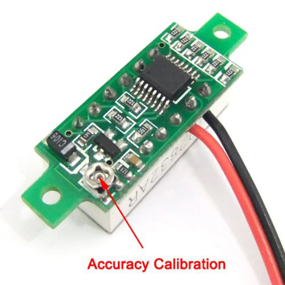 

DC 2.5 30V Digital Voltmeter Panel 0.28 Red LED Display Voltage Tester 23.5x10mm Accuracy 0.1V Refresh 500mS Mounting Holes