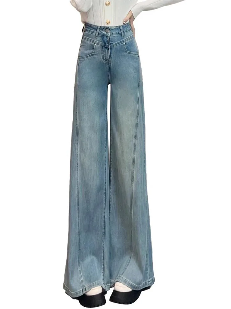 حجم كبير واسعة الساق الدينيم الجينز المرأة فضفاضة المناسب الطابق طول ثنى مستقيم الساق السراويل الخريف جديد Sle التخسيس الاتجاه