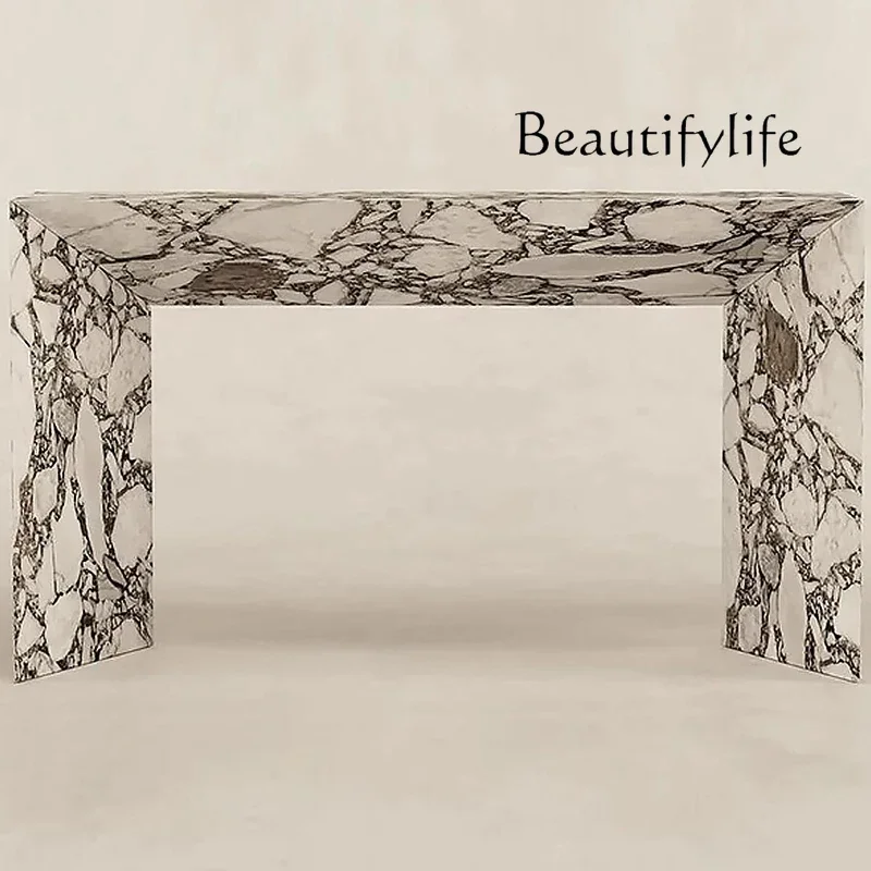 vV Marble American retro minimalist entry is opposite the door, entrance table, light luxury, ultra-narrow, simple against the w
