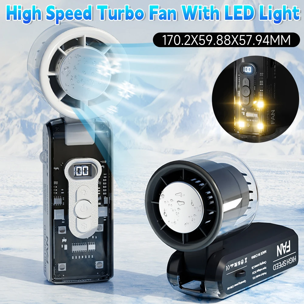 

Складной турбовентилятор охлаждения, 100 скоростей, турбо-ручной вентилятор со светодиодной подсветкой, перезаряжаемые вентиляторы воздушного охлаждения 3600 мАч для домашнего офиса