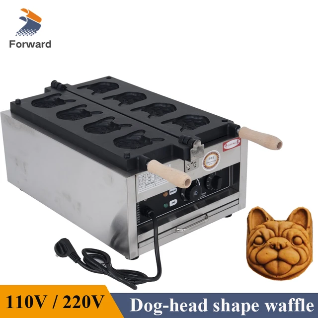 Dog Waffle Machine Electric 110V 220V Dog head Shaped Waffle Taiyaki Maker 4pcs Dog Bread Oven