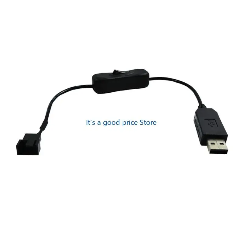 Fan Power Boosting Cable USB 5V to 12V with 4 Pin Plug and Switches, 34Cm PVC Converter Wire for PC Cooling and Daily Fan