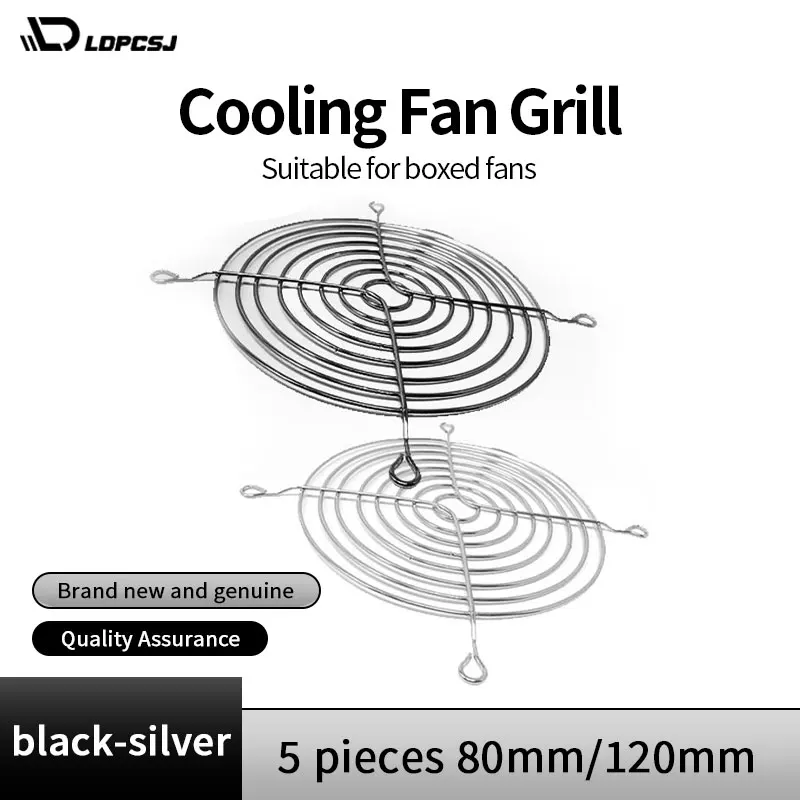 Ldpcsj 5PCS Set Silver Cooling Fan Grill Metal Finger Protectors Compatible with Box Fans Sizes 80mm 90mm 120mm