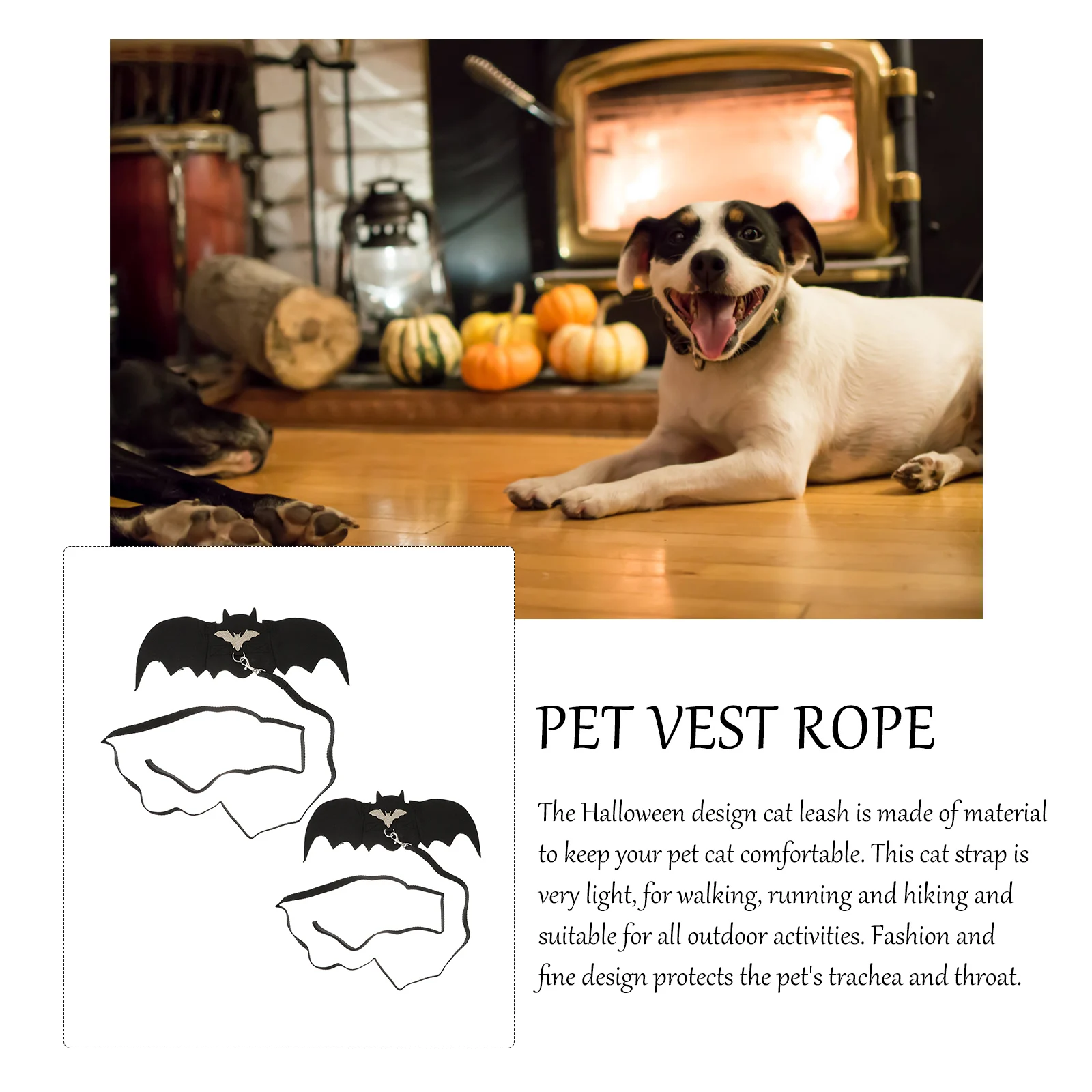 

1Set Bat Design Halloween Pet Leash Cat Chest Strap Lightweight Durable Adjustable Ideal for Walking Running Outdoor