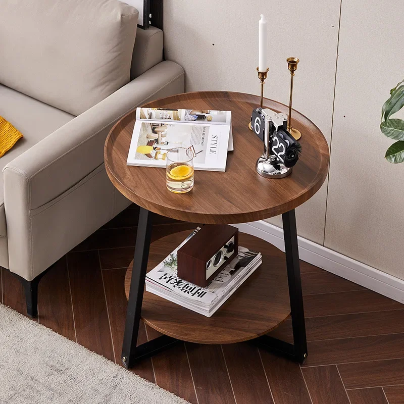 

Light Luxury Double-layer Coffee Table Small Apartment Living Room Bedroom Sofa Side Table Creative Round Small Tea Table