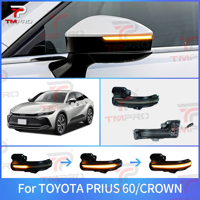 Applicable for Crown PRIUS 60 Dynamic Blue and White Rearview Mirror Turn Signal Side Mirror Indicator Daytime Running Light