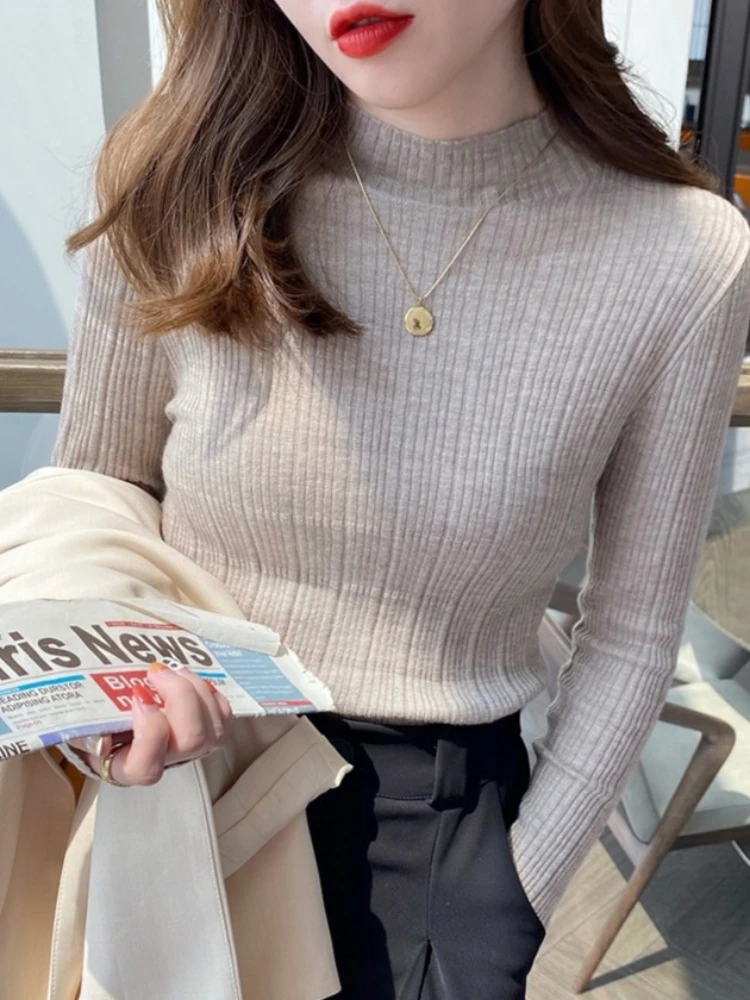 AOSSVIAO 2025 秋冬タートルネック女性セーターヴィンテージソリッドニットベーシックプルオーバー韓国カジュアルスリムシンプルシックなトップス