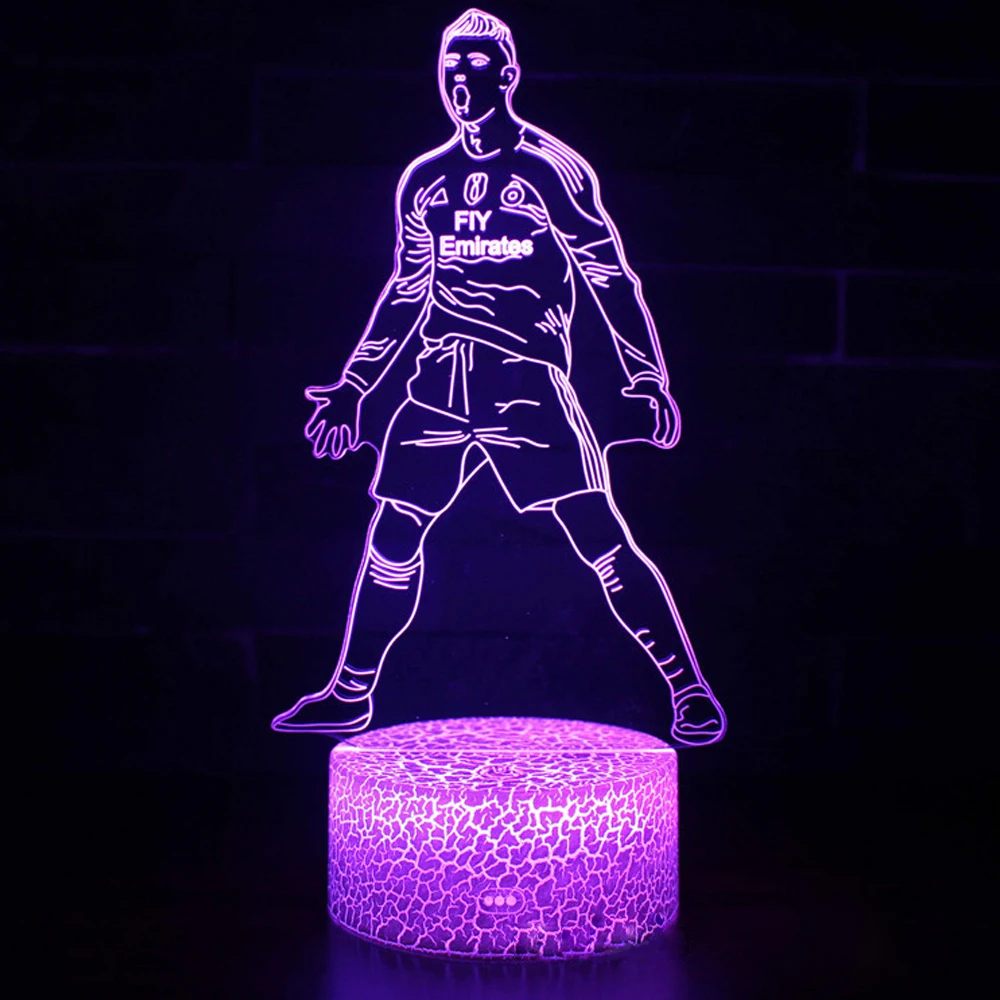 Footballer Cristiano Nathan LED 3D LED night light 7/16 colors variable visual lighting living room home decor Gift for fans