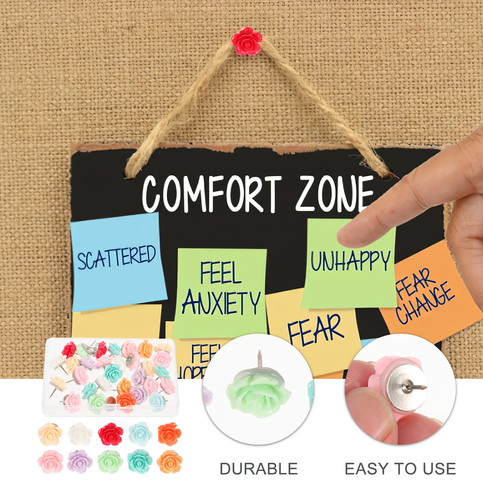 

30pcs Resin Rose Push Pins Reusable Thumb Tacks For Home Office Map Decor Wall Organizer Compact Multi-Function Daily Use