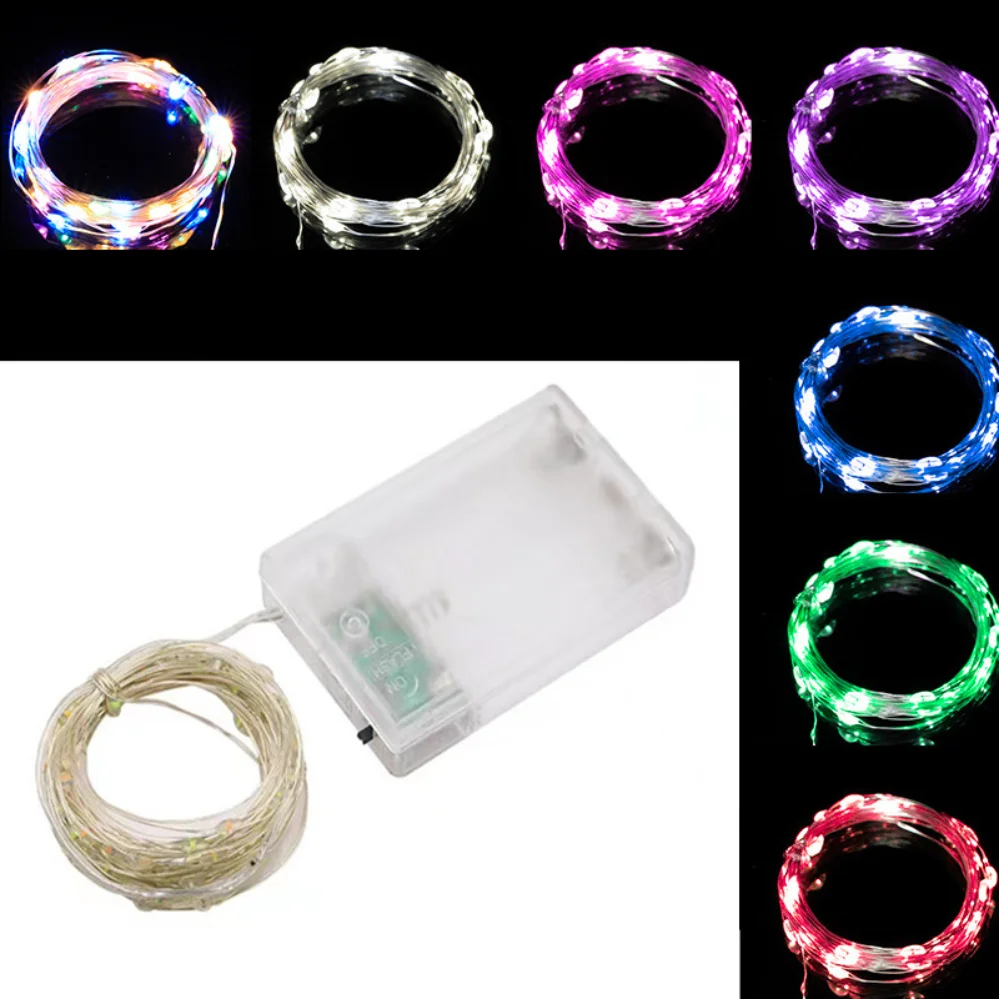 5/10M Silver Wire LED Lights String Battery box Waterproof Garland Fairy Light Christmas Wedding Party Decor Holiday Lighting