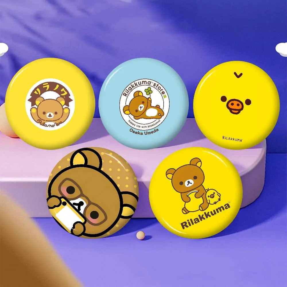 Popular Cute R-Rilakkumas Bear 58mm Handmade Brooch Cartoon Cosplay Badge on Backpack Jewelry Accessories Gifts