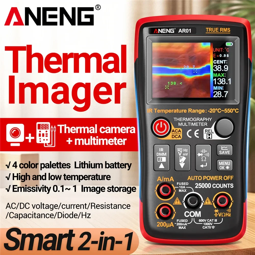 ANENG AR01 Multimeter with Thermal Imager 25000 Counts True RMS AC/DC Voltage Current Tester for Electrician Troubleshooting