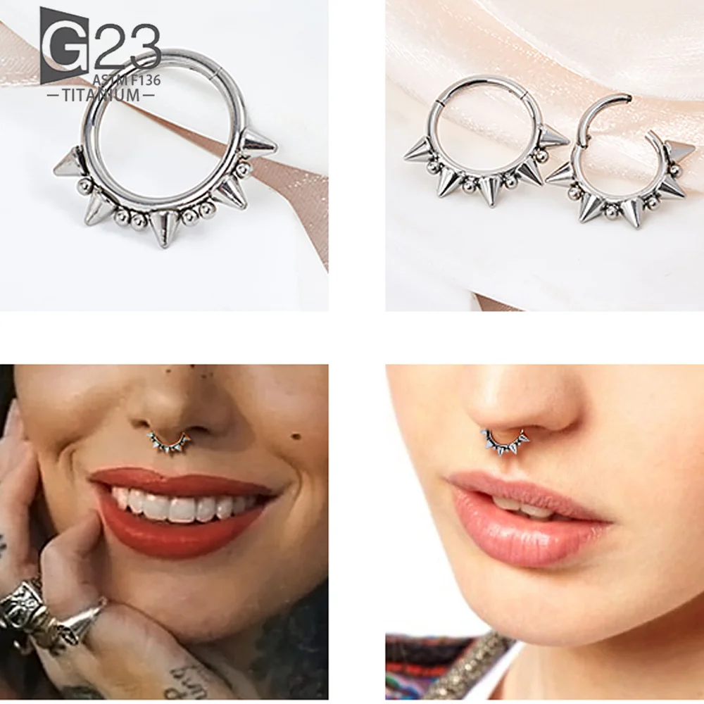 G23 Titanium Cone Spike Horseshoe Circular Septum Earrings Nose Ring  Nose Septum Eyebrow Ear Piercing Body Jewelry