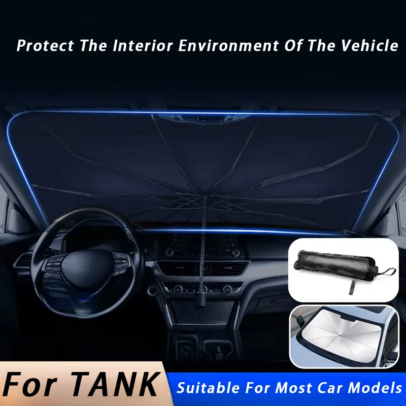 

For TANK 300 500 Anti Car Sunshade Umbrella Front Windshield Sunshade Umbrella UV Sun Protection Resistant Front Window Sun Shad