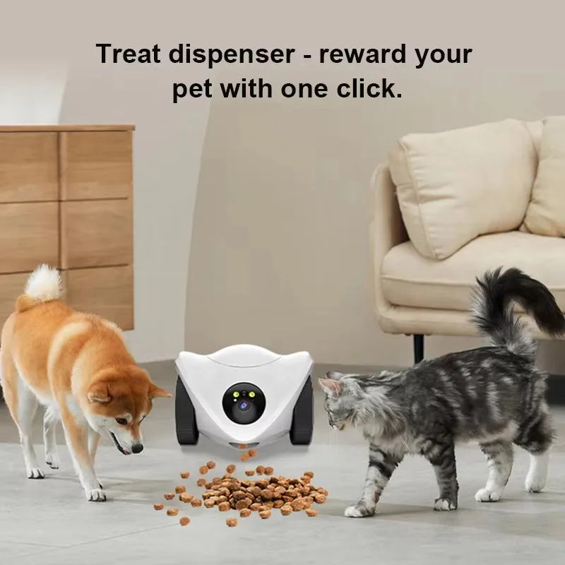 Smart Dog Treat Camera Snack Feeding with Laser Auto Walk Monitoring 2-Way Audio for Dog Cat Remote Companion Pet Robot Toys