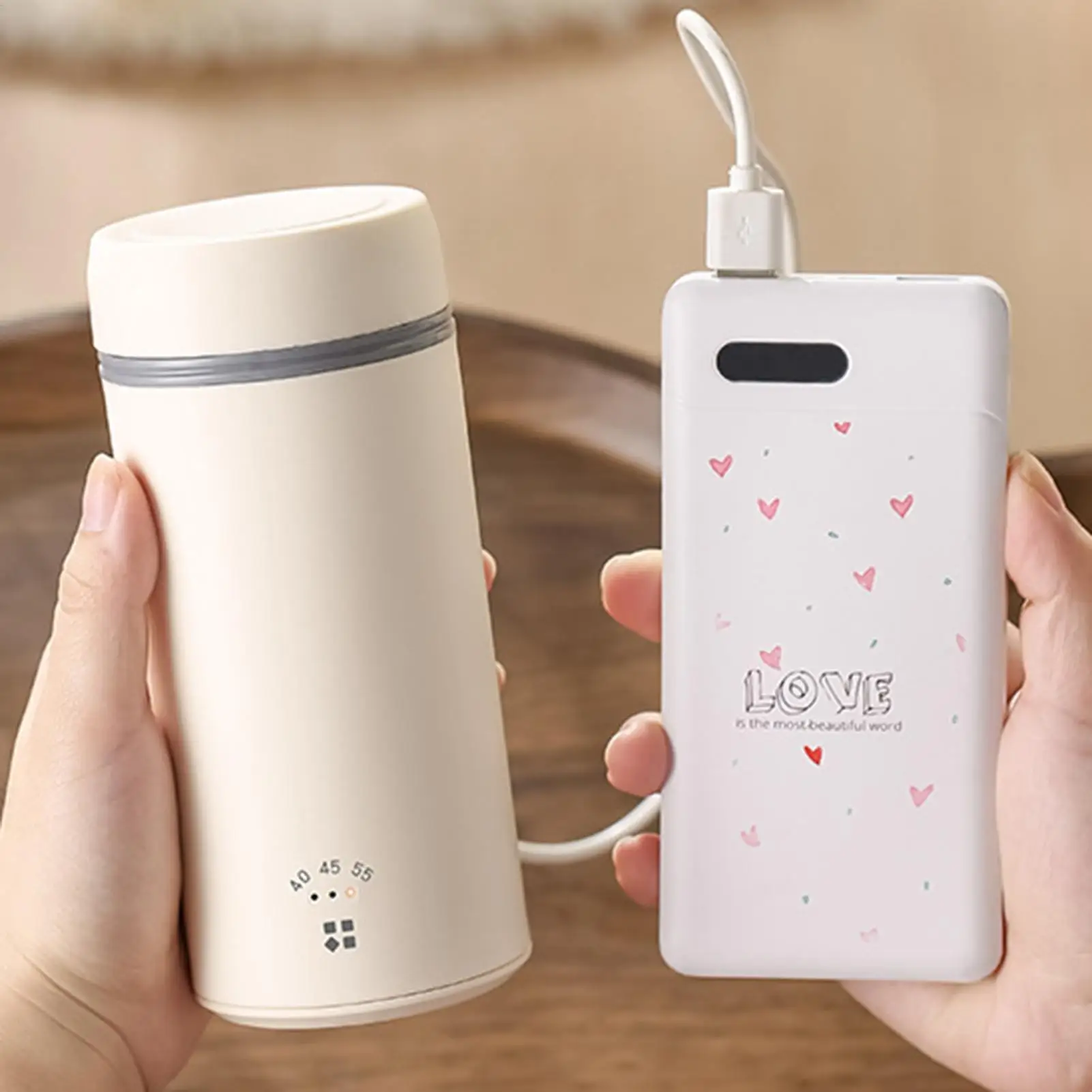 Car Heating Cup 260ml Leakproof Stainless Steel Liner Cup Portable Electric Car Kettle for Coffee Milk Tea Traveling Commuting