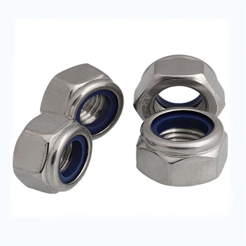 DIN985 M2 M2.5 M3 M4 M5 M6 M8 M10 M12 M14 M16 M20 M24 M30 Stainless Steel Hex Hexagon Nylon Insert Self Lock Nut Nylock Locknut