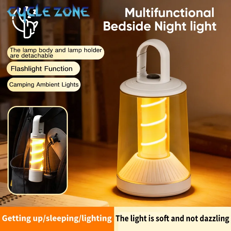 Dual-Function Portable Camping Tent Light Type-C Rechargeable Night Light Flashlight Dimming Home Desk Lamp Atmosphere Lantern