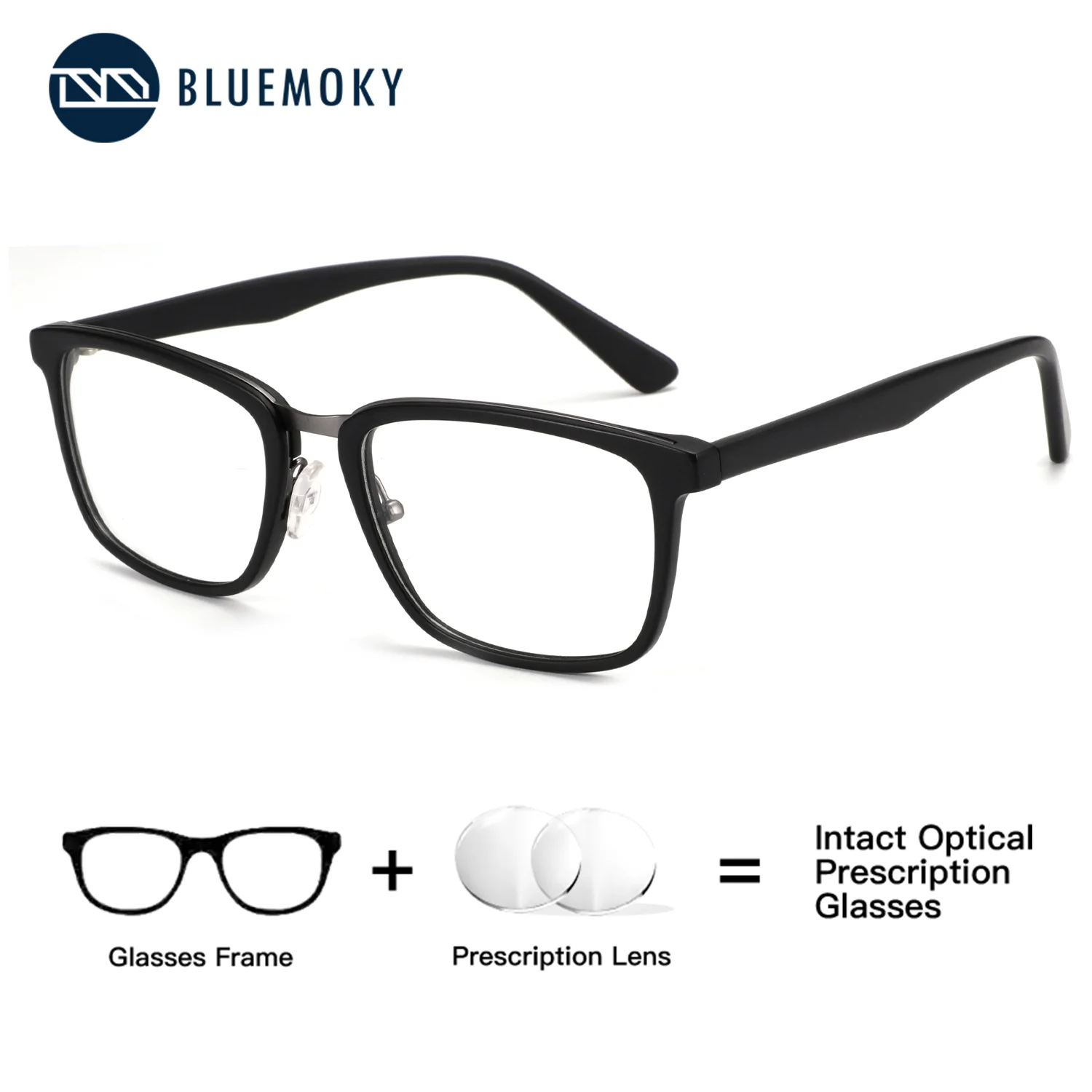 

BLUEMOKY (L Size) Fashion Acetate Square Prescription Correction Vision Women Optical Lens Myopia Progressive Photochromic