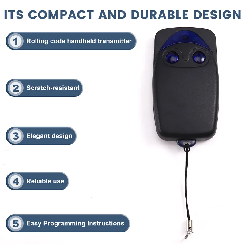AT93-Rolling Code Garagentor-Handfernbedienung für Nice Flor Flo2r FLO2R-S Flor-S – Zuverlässige Einheit