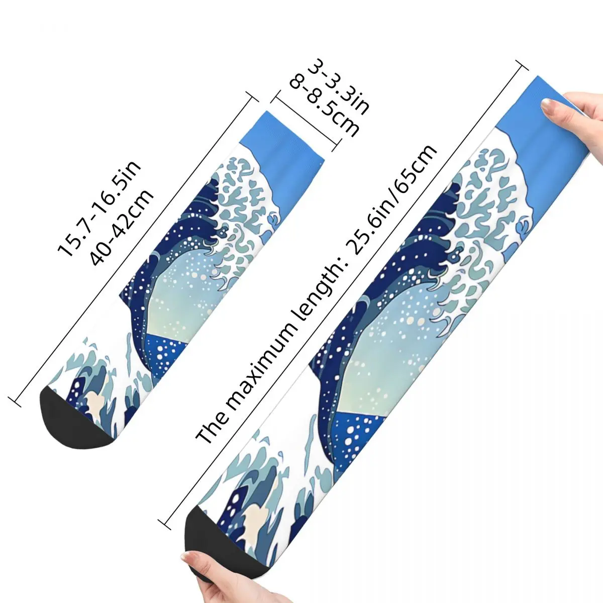 Funny Crazy Sock for Men The Great Wave Off Kanagawa Harajuku Japanese Wave Quality Pattern Printed Crew Sock Casual Gift