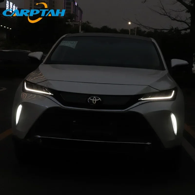 

Car LED DRL 12V Daylights For Toyota Harrier Venza 2020-2022 Yellow Turn Signal Night Blue Running Lamps Car Foglamp