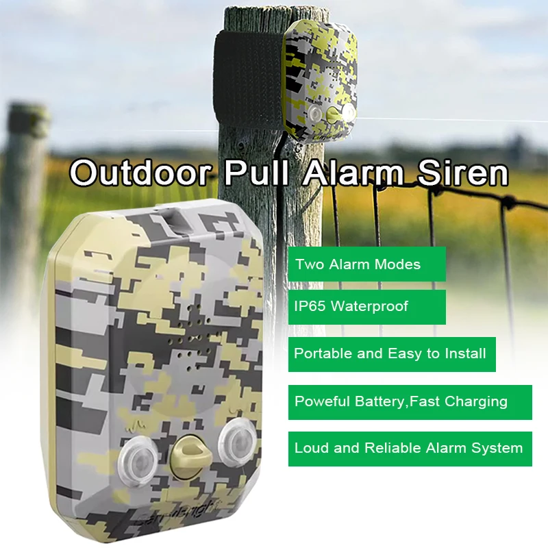 

Portable Outdoor Pull Siren Security Alarm Keychain Camping Travel Vibration Siren Wire Trigger Alarm Device Security Alert