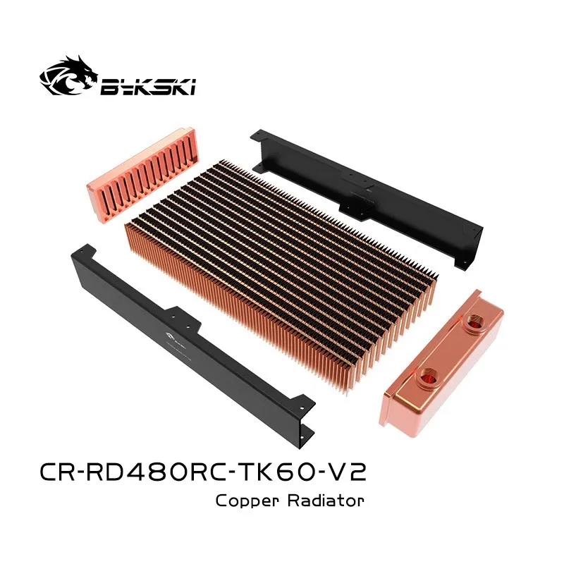 

Bykski 60mm Thick 480mm Copper Computer Water Coolant Discharge Heat Sink Exchanger Radiator for 4*12cm Fan Raidator