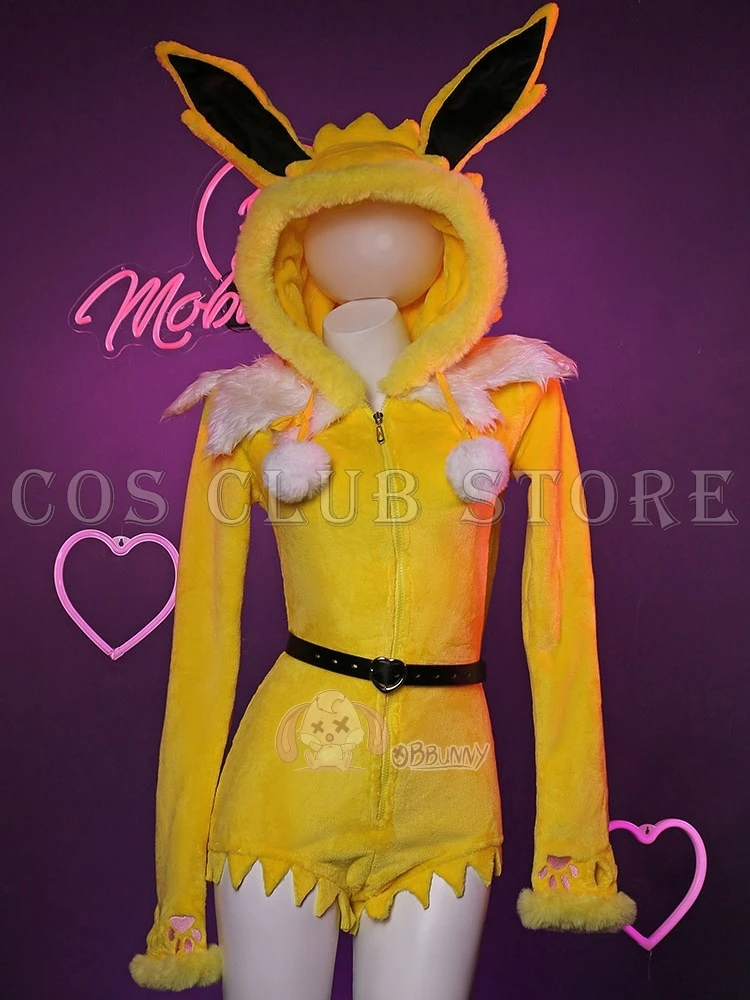 Anime Jo Lteon Voltali Cosplay Costume Blitza Role Jumpsuit Women's Dress Bunny Lingerie Cos Yellow Cute Nightclub Halloween