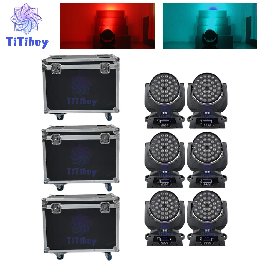 

0 Tax 6Pcs LED Zoom Wash 36x12w Rgbw 4in1 Moving Head Light With 3 Flight Case 36x18W Rgbwauv 6in1 Wash Zoom Moving Stage Light