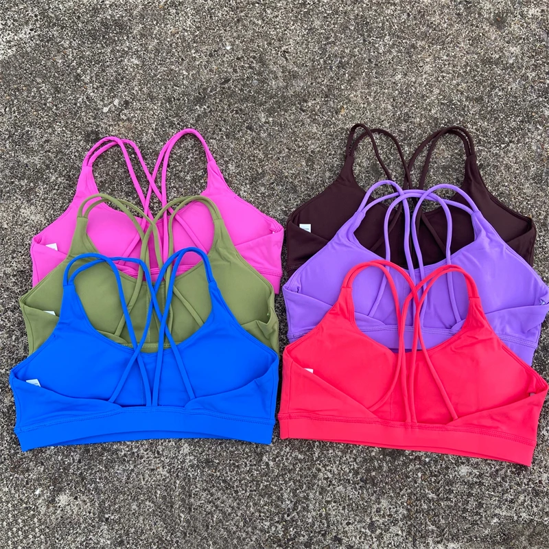 Damskie paski krzyżowe Biustonosz sportowy Siłownia Trening Crop Top Kamizelka do jogi Wysoki wpływ Fitness Bralette Push Up Running Tight Wyściełana bielizna