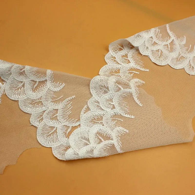 Cloth White Flower Embroidered Tulle Mesh Lace Trim for Sewing Accessories Embroidered Trim Beautiful Lace Fabric DIY