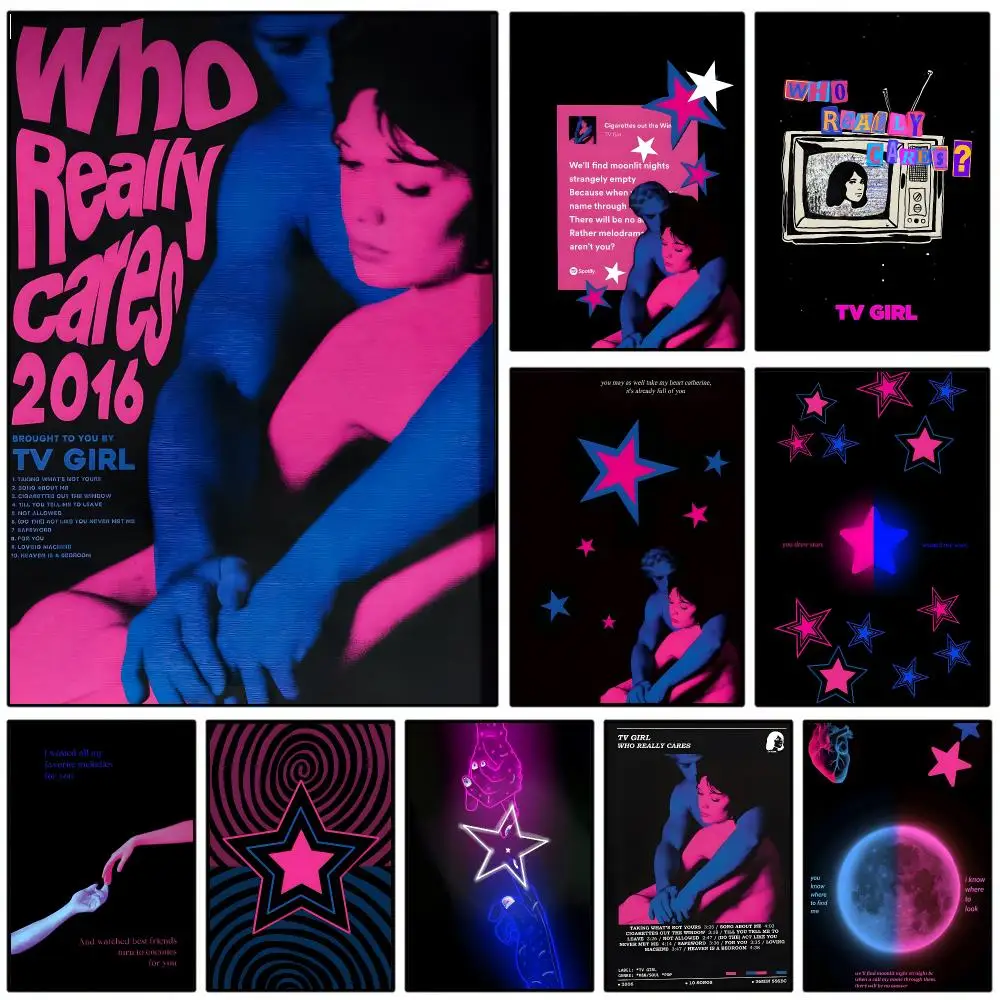 Who Really Cares-T-TV Girl Album Poster Self-adhesive Art Waterproof Paper Sticker Coffee House Wall Decor