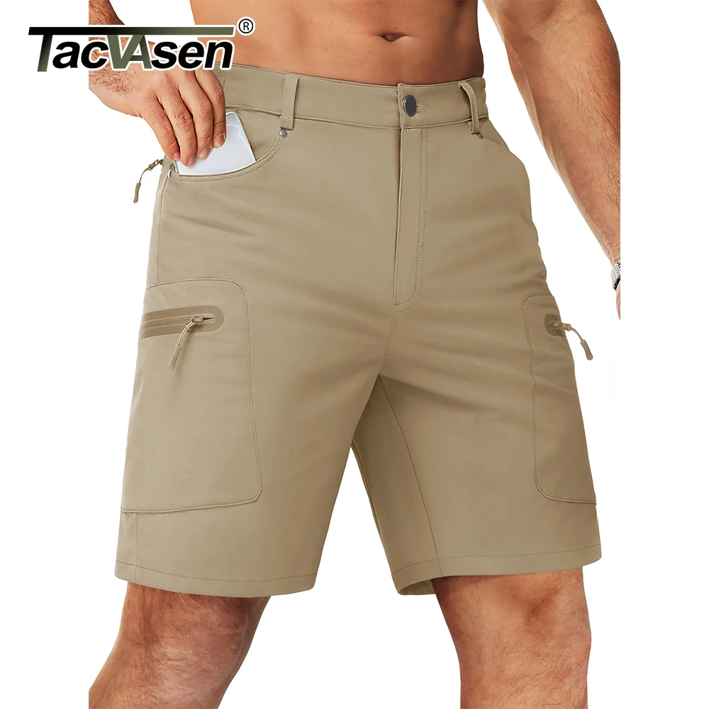 TACVASEN شورت صيد السمك والمشي لمسافات طويلة للرجال شورت كاجوال خفيف الوزن مقاوم للماء مع جيوب متعددة سروال قصير للعمل في الهواء الطلق