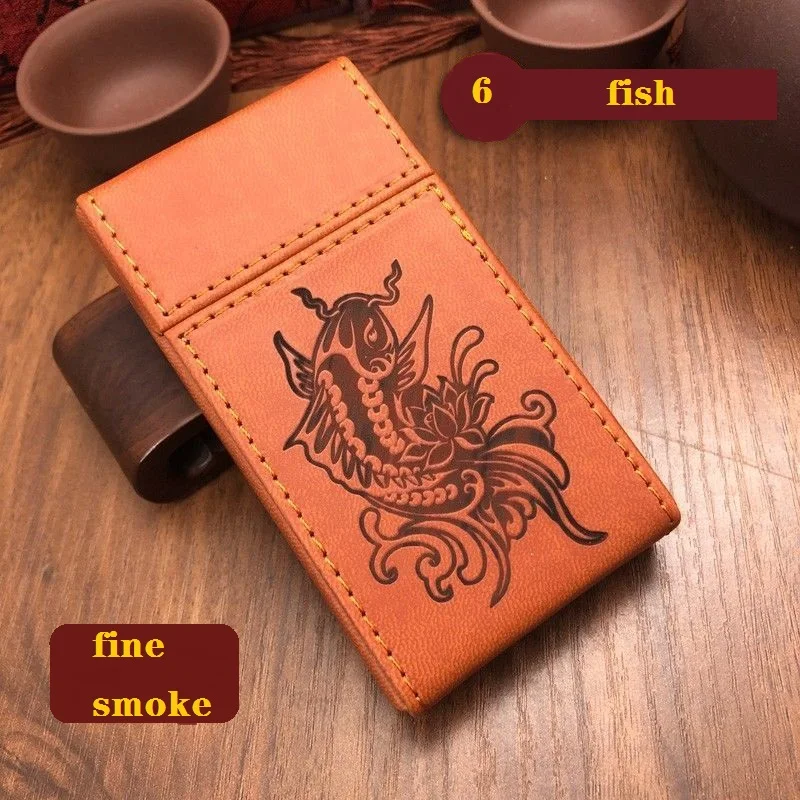 1pc PU Leather Cigarette Case Premium Business Cigarette Box Portable Cigarette Container for Fine Smoke Accessories Lady Storag