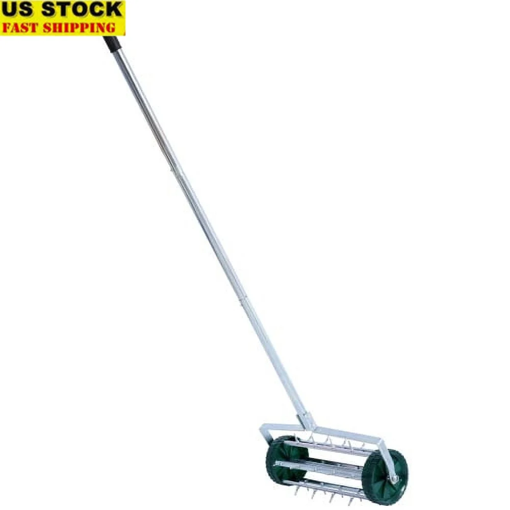 

Heavy Duty Lawn Aerator 18inch Manual Tool with Long Handle Sharp Spikes Efficient Grass Aeration Garden Yard Care