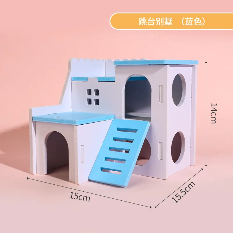 Hamster-Haus Spielzeug Kleintier-Versteck Hamster-Holzhaus 2 Ebenen Mit Leiter-Design Holzhütte Spielzeug – Detail 16
