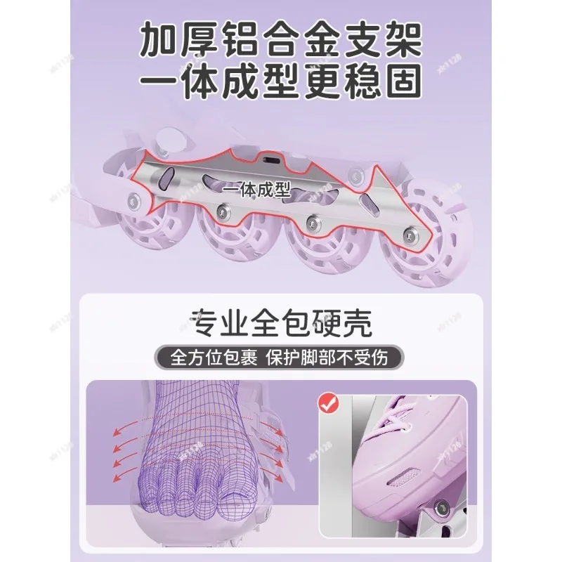 Children Adjustable Rollerblades Comfortable Skating Gear for Daily Outdoor Entertainment Fit Foot 165-200MM