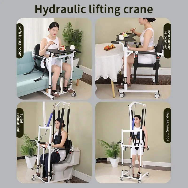 Hydraulic Patient Lift for Elderly Care Auxiliary Walking Bed Bathing Toilet Transfer Aid No Lifting Required Hand Crane