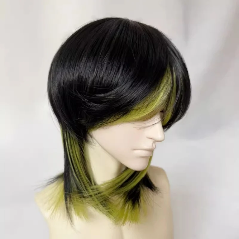 BJD 가발 짧은 머리 1/3 1/4 인형용 SD MSD MDD 가발 인형용 흰색 금색 검정색 분홍색 갈색 파란색 녹색 머리