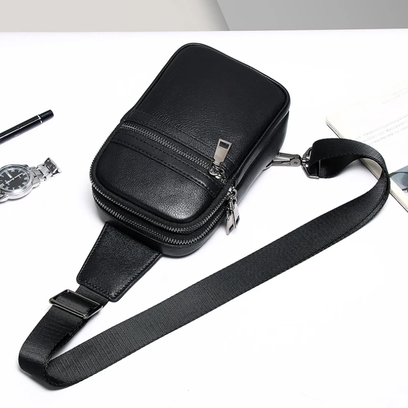 

Men's Premium Leather Crossbody Chest Bag | Waterproof Fashion Shoulder Sling Pack | New Trendy Casual Waist Purse