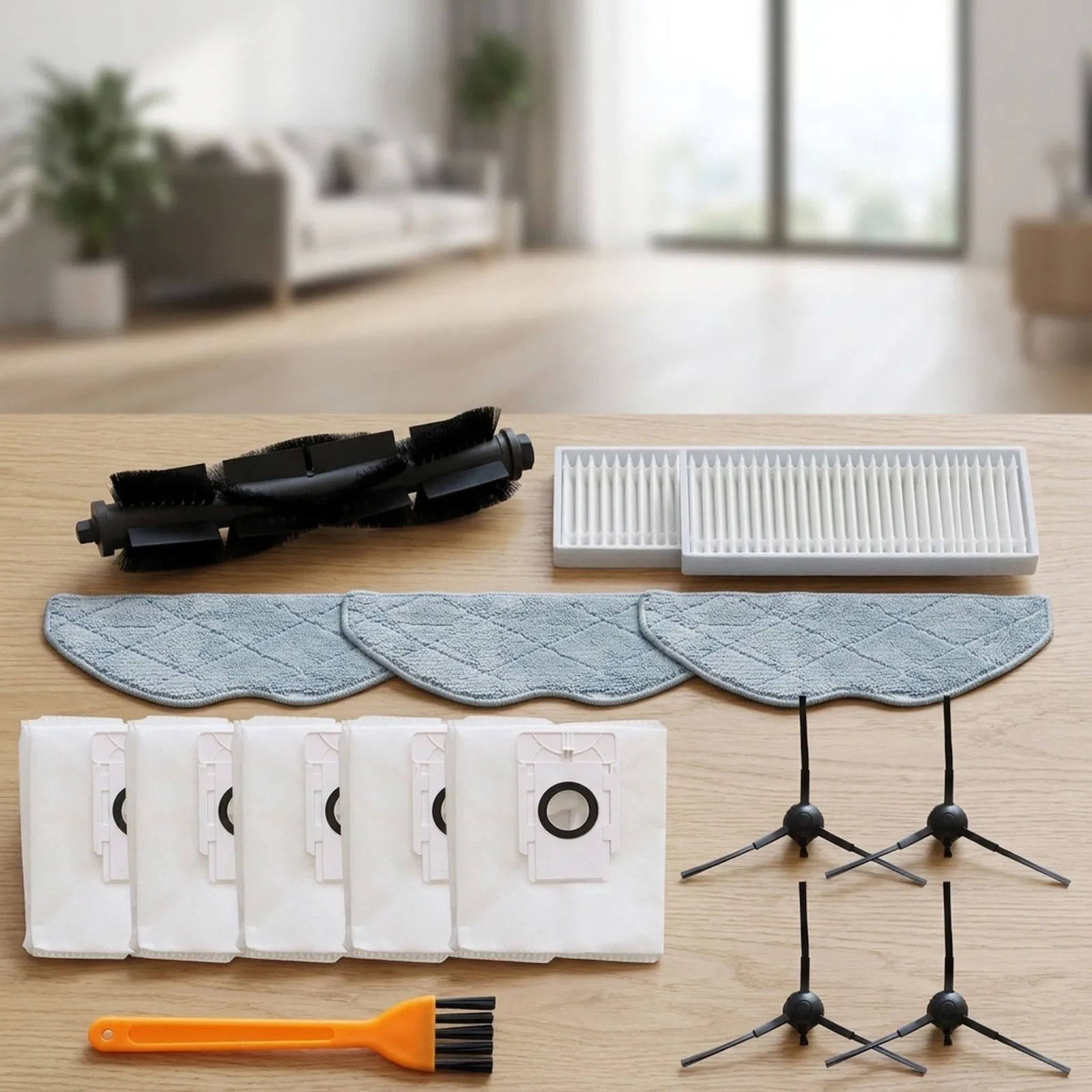 Main Brush Filter Cartridge Mop Cloth Sheets and Debris Collection Bags for EZVIZ RE4 Plus and RE5 Plus Vacuum Models